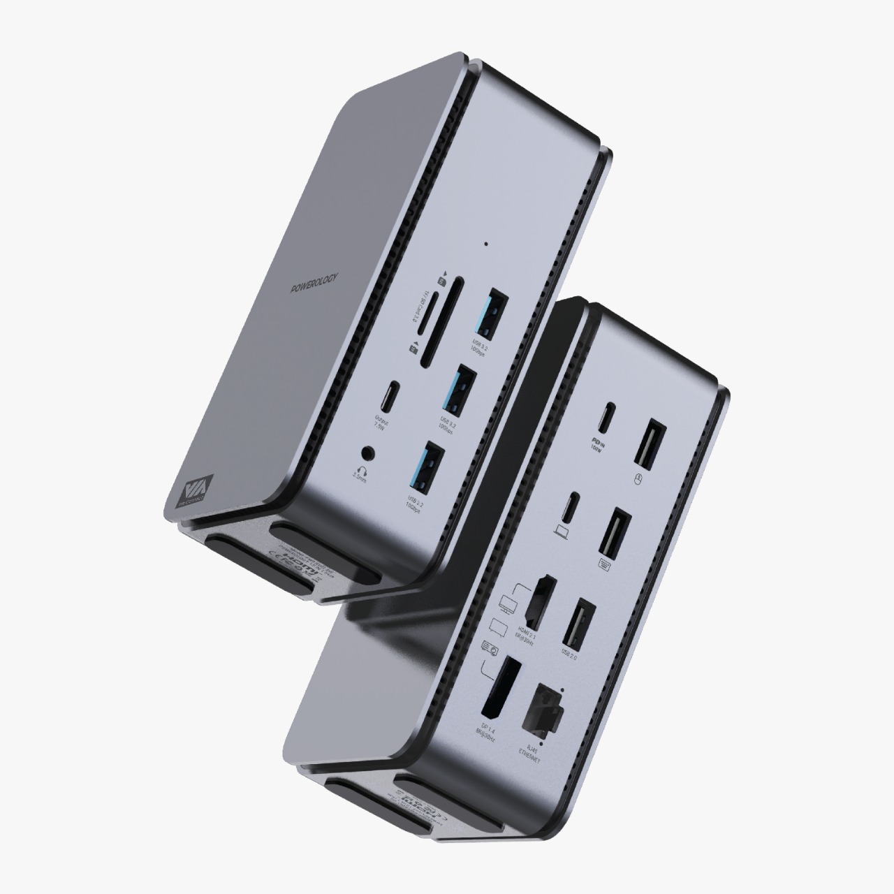 Powerology 15 in 1 Dual Dock Station PD 100W - Grey