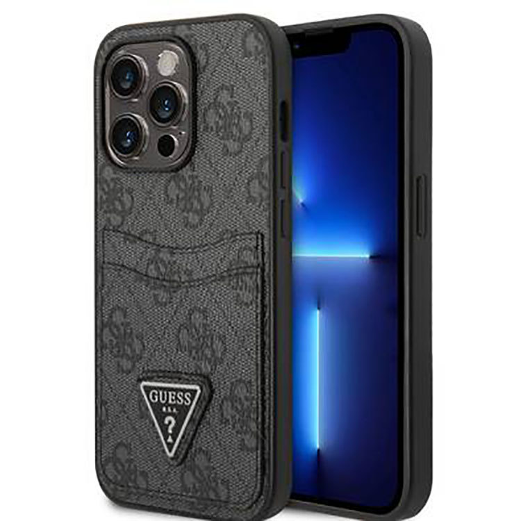 Guess PU 4G Case with Double Card Slot & Metal Triangle Logo