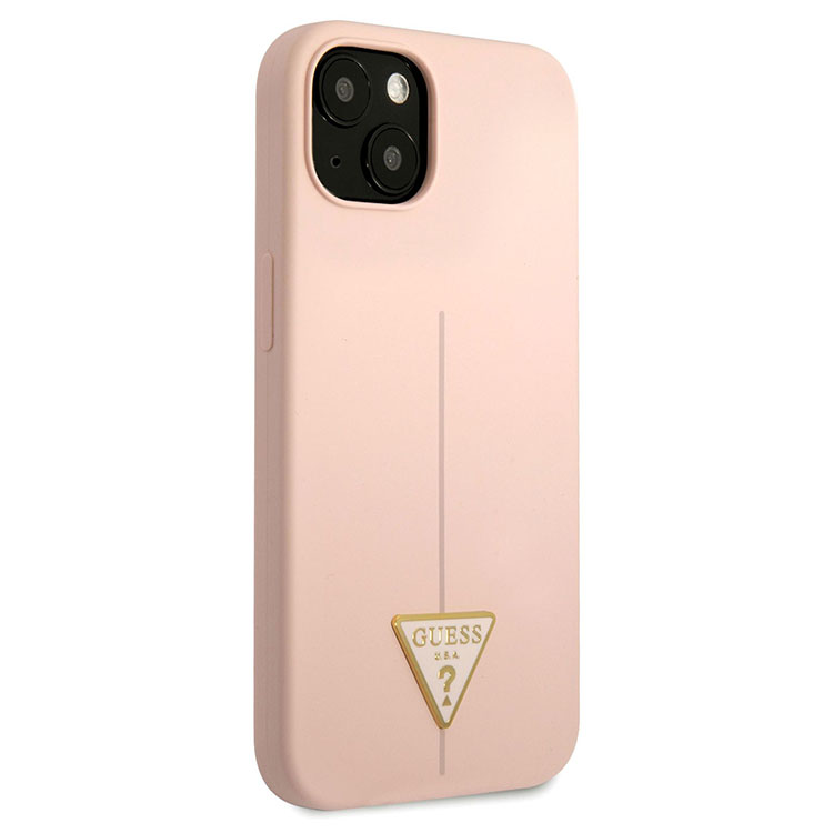 Guess Liquid Silicone Case With Shiny Line & Metal Triangle Tone Logo