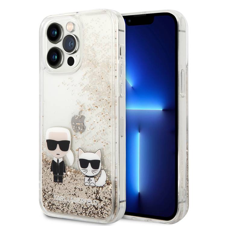 Karl Lagerfeld Liquid Glitter Silicone Case Karl and Choupette Protector iPhone 14 Pro Max 