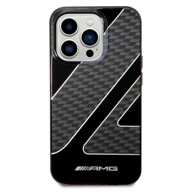 AMG Transparent Double Layer Case w/ Checkered Flag Pattern for iPhone 14 Pro