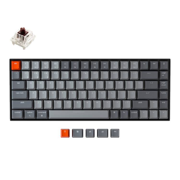 Keychron K2 84 Gateron Mechanical Keyboard with RGB, Brown Switch and Aluminum Frame	