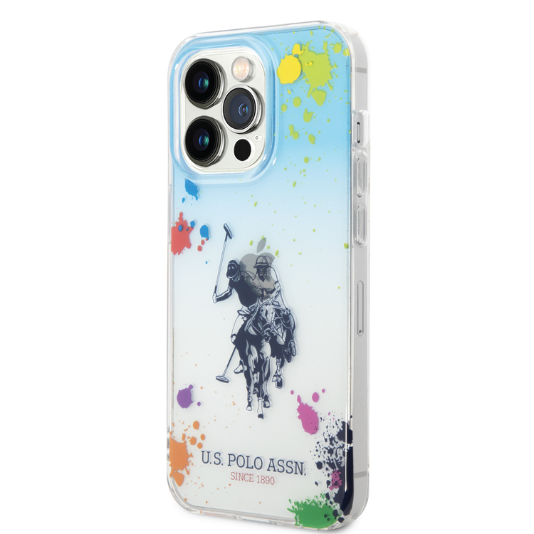 USPA PC/TPU Gradient Case with Splattered Pattern & Horse Logo for iPhone 14 Pro