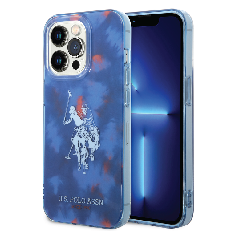 USPA PC/TPU Case with Tie/Dye Design & Horse Logo For iPhone 14 Pro